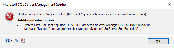 Encrypted backup restore error